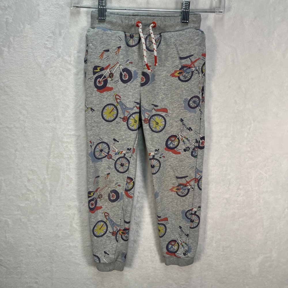 Mini Boden Drawstring Sweatpants Boys 6Y Novelty Print Bicycles Fall Winter Cozy